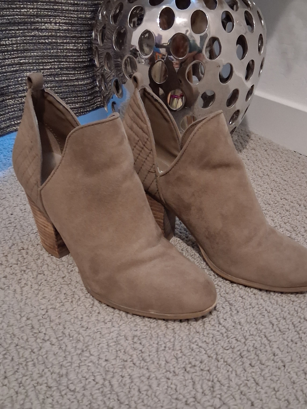 Carlos Santana Taupe Suede Ankle Booties